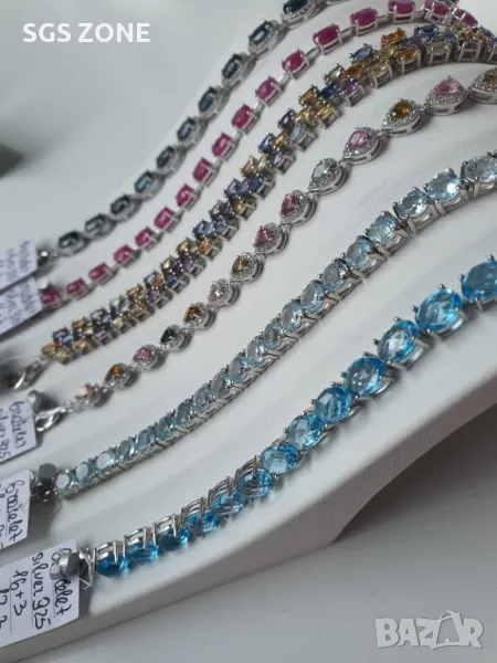 Сребърна Гривна с Изискан Топаз Swiss 💙, снимка 1