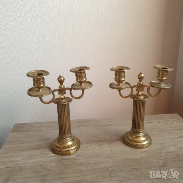 Комплект от два бронзови свещника, снимка 1