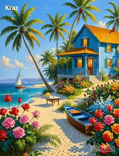 Диамантен Гоблен Къща край морето 30/40, снимка 1