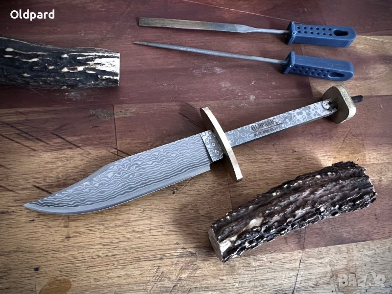 Висококачествено дамаско острие Bowie-М за монтиране на нож + гарда и накрайник , снимка 1