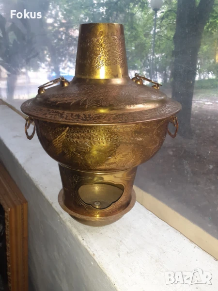 Страхотен стар месингов мангал уред печка, снимка 1