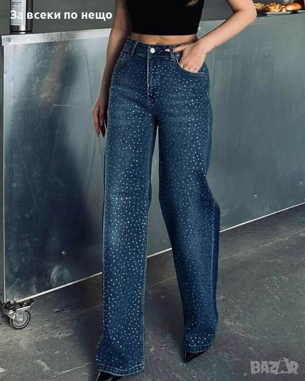 Дамски Сини Дънки С Камъни Код EN27, снимка 1