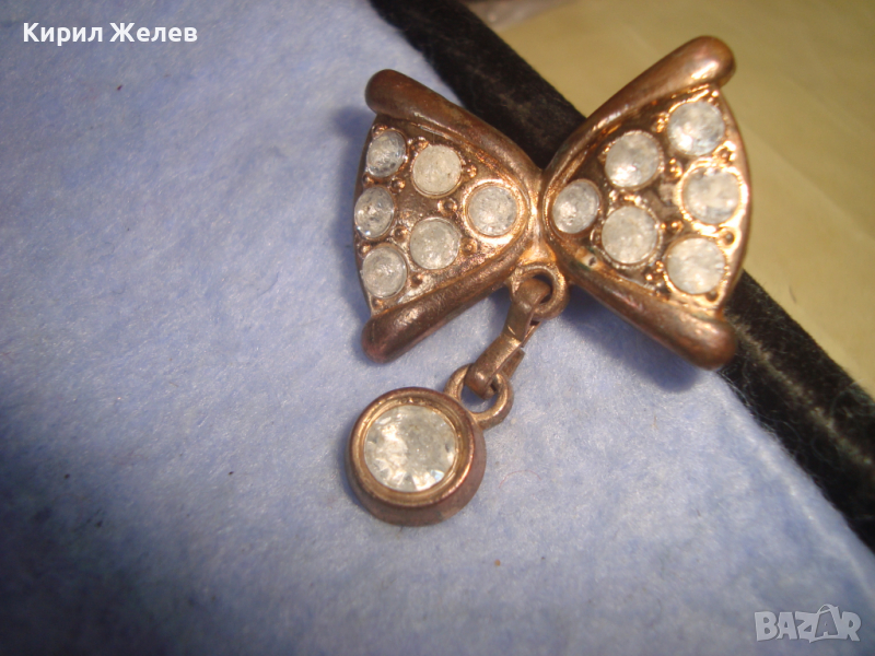 ПОЗЛАТЕНО СКЪПОЦЕННО КРИСТАЛНО БИЖУ УКРАШЕНИЕ АРТ АПЛИКАЦИЯ ПАПИОНКА 26432, снимка 1