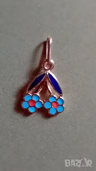 Антикварен руски златен медальон цветя със син емайл, снимка 1