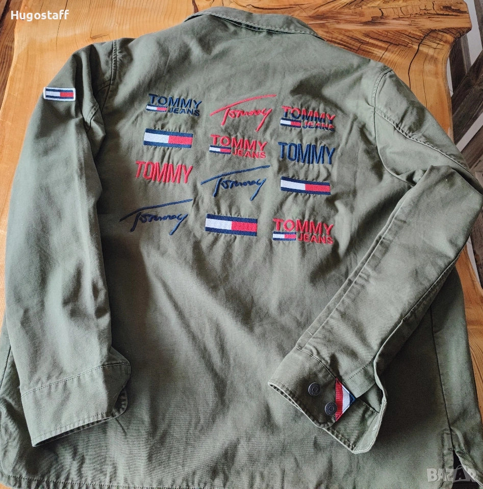 Военно Tommy Jeans TJM CARGO JACKET мъжко яке military Style зелено памук ХЛ , снимка 1