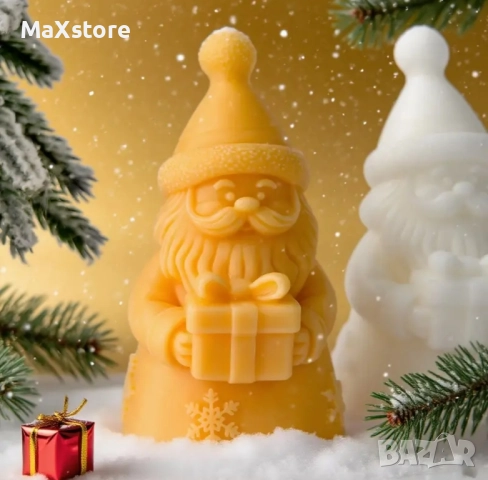 3D Дядо Коледа с шапка подарък Силиконов молд за свещи гипс сапун смола , снимка 2 - Форми - 52005633