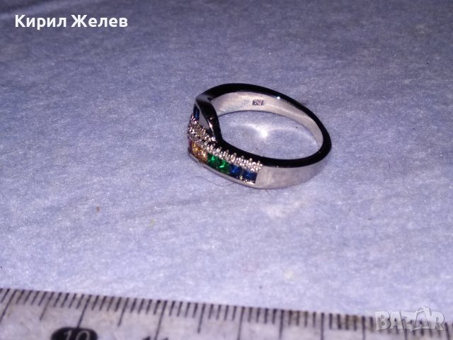 РАЗКОШЕН СРЕБЪРЕН АРТ ПРЪСТЕН РОДИРАНО СРЕБРО 925 ИНКРУСТИРАН с РАЗНОЦВЕТНИ СКЪПОЦЕННИ КАМЪНИ 38590, снимка 11 - Пръстени - 41637983