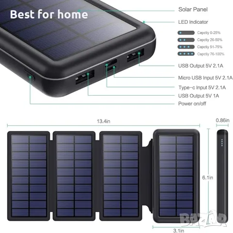  Соларна батерия с 4 соларни панела HETP , снимка 5 - Външни батерии - 49720453