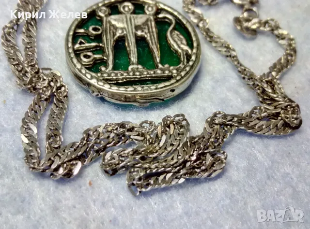ИТАЛИАНСКИ ДАМСКИ МЕДАЛЬОН от СРЕБРО и СТЪКЛЕНА ПАСТА Paste Vitree Със СРЕБЪРНА 925 ВЕРИЖКА 25868, снимка 10 - Колиета, медальони, синджири - 49913225