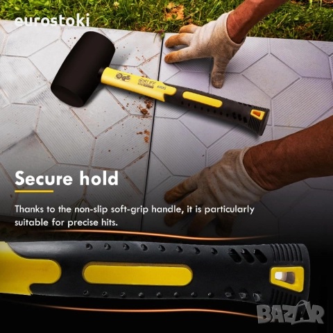 CCLIFE гумен чук, сертифициран от TÜV и GS, гумен чук с две страни за подови настилки и плочки черен, снимка 5 - Други инструменти - 51546130