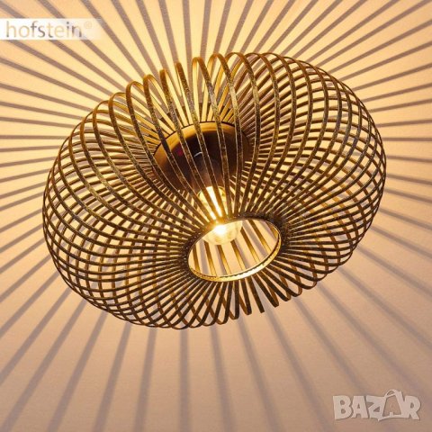 Плафон HOFSTEIN Oravi, кръгъл плафон от метал в черно/златно, 1 крушка, цокъл E27, снимка 5 - Лампи за таван - 39962513