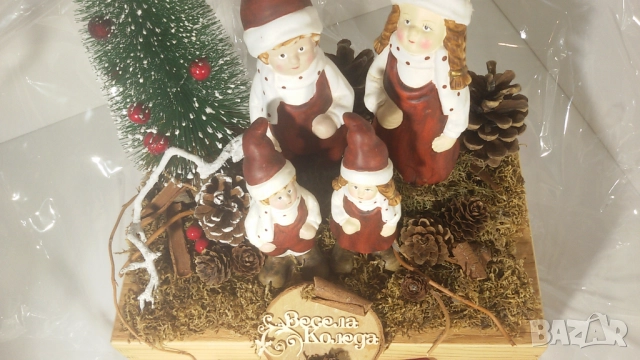 Коледна подаръчна декорация с дървена кутия в целофан, снимка 8 - Декорация за дома - 51708407