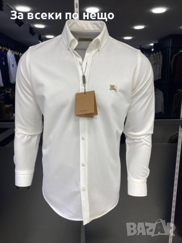 Burberry Мъжка Бяла Риза С Дълъг Ръкав Бърбъри Код A1155