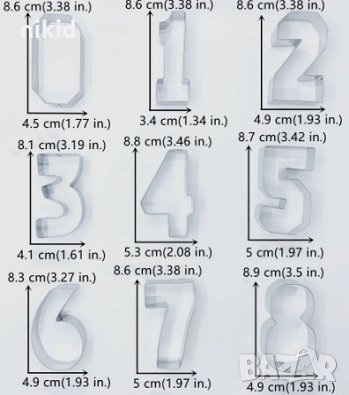 0-9 едри числа цифри метални резци форми сладки тесто бисквитки, снимка 2 - Форми - 35849470