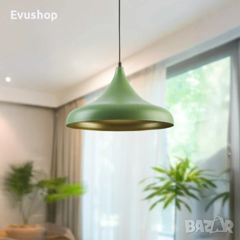 Полилей, зелен, метал, 35x20 см, Е27, 40W, снимка 1
