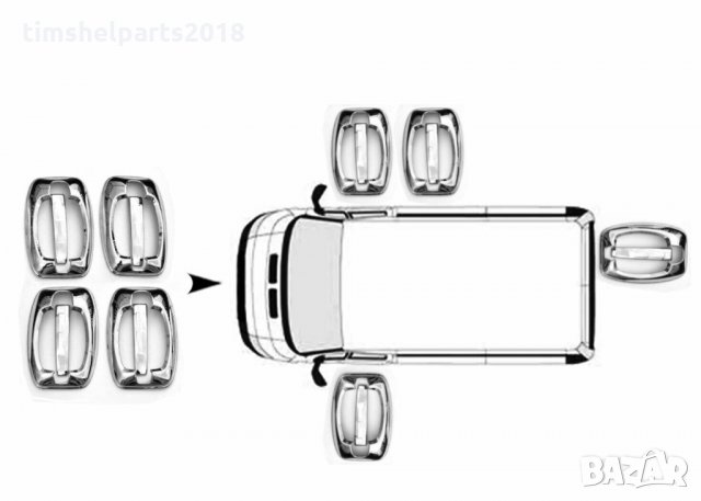 Дръжки за врата хром за FIAT Ducato, PEUGEOT Boxer, CITROEN Jumper след 2006, 4 броя, снимка 4 - Аксесоари и консумативи - 34429133