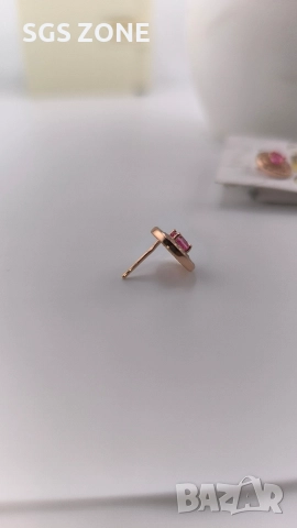 Сребърни обеци с позлатено с розов топаз, снимка 4 - Обеци - 52857049