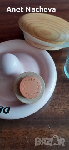 Стъклен релефен буркан с дървена капачка; керамичен капак; шише за наливен парфюм , снимка 11 - Буркани, бутилки и капачки - 42048099