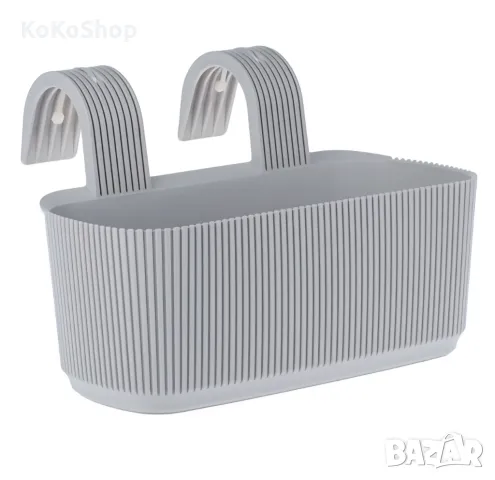 Сандъче за цветя – пластмасово, сиво, за балкон или двор, снимка 2 - Саксии и кашпи - 50323235