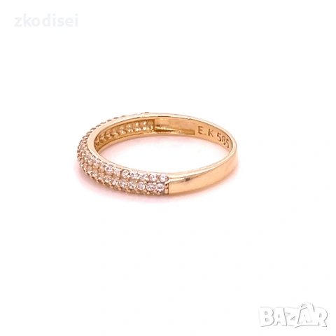 Златен дамски пръстен 1,73гр. размер:53 14кр. проба:585 модел:37729-4, снимка 3 - Пръстени - 53827448