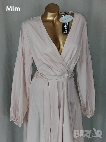 boohoo 44 Рокля с дълъг ръкав в цвят шампанско 