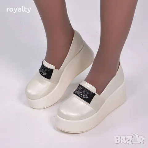 Обувки на платформа - бяла перла - RK130