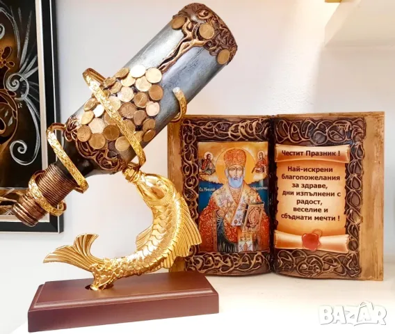 Оригинални подаръци  - Сребърна Риба - поставка за бутилки, снимка 7 - Подаръци за имен ден - 48157926