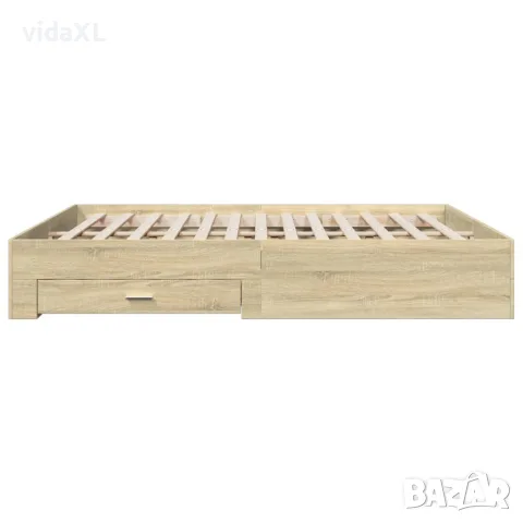 vidaXL Рамка за легло с чекмеджета, дъб сонома, 200x200 см, снимка 5 - Спални и легла - 56146856
