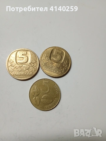 ФИНЛАНДИЯ МОНЕТИ 10 МАРКИ 1997 Г 5 МАРКИ 1994 Г , снимка 3 - Нумизматика и бонистика - 53242591