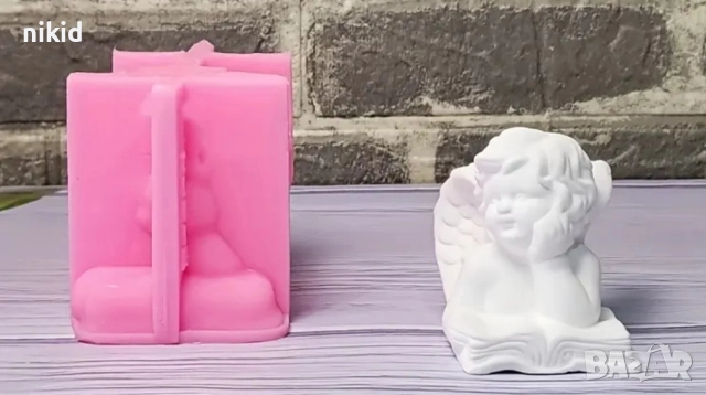 3D лежащ Ангел дете с книга силиконов молд форма фондан шоколад гипс свещ декор, снимка 3 - Форми - 52259420