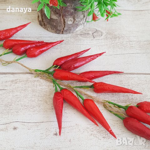 2719 Изкуствени червени чушки на връзка, снимка 5 - Декорация за дома - 35862224