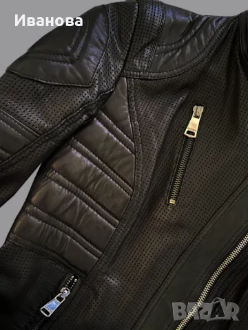 Черна рокерия. Кожено яке висок клас естествена кожа, снимка 4 - Якета - 47816798