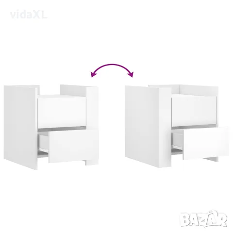 vidaXL Нощно шкафче, бяло, 45x50x50 см, инженерно дърво, снимка 8 - Шкафове - 56148260