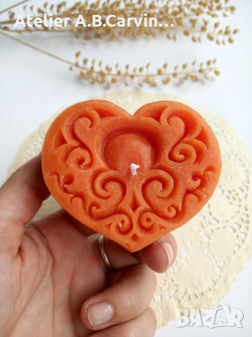 Декоративни свещички две гравирани сърцa в комплект, допълнение към вашата романтика, снимка 4 - Декорация за дома - 53619674