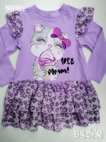 Намалена! Нова нежна рокля Коте със сладолед, снимка 1 - Бебешки рокли - 35807700