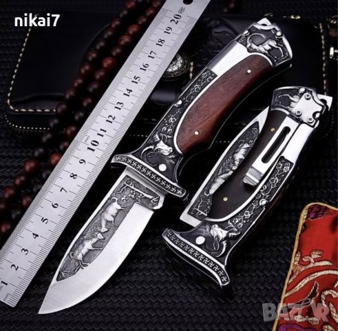 сгьваем нож джобен+кальф естествена кожа за колан ловен луксозен, снимка 2 - Ножове - 42081606