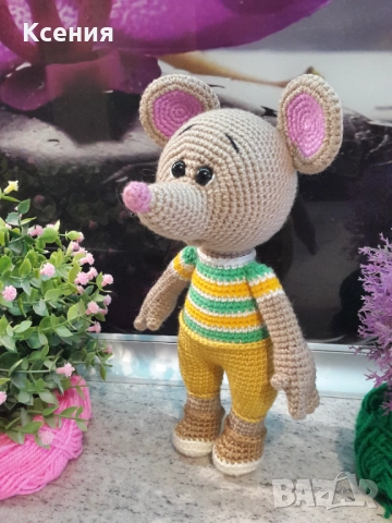 Мишка, Плетена играчка, Ръчно изработена, Перфектен подарък, снимка 4 - Плюшени играчки - 51974617