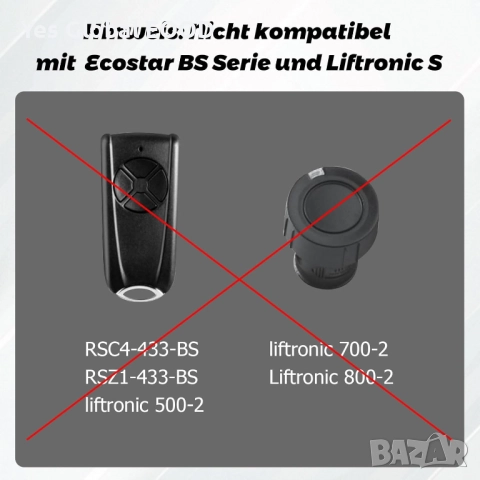 Дистанционно за гараж EcoStar RSC2 433.92MHz 4 канала, снимка 6 - Друга електроника - 52803805