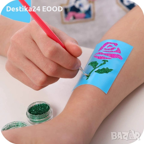 Комплект глитер татуировки за деца – 33 части, снимка 3 - Рисуване и оцветяване - 53178117