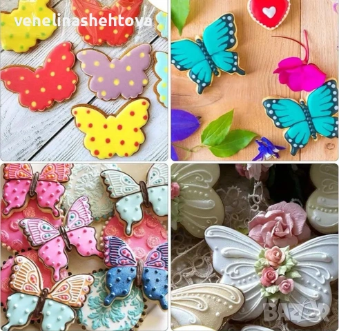 5 броя пеперуди пеперуда метален резец резци тесто за бисквитки фондан декорация смола гипс, снимка 4 - Форми - 53780453
