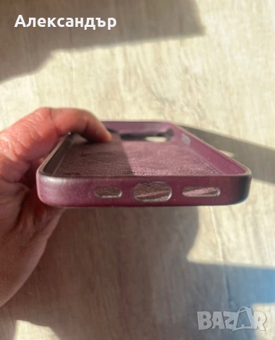 *Оригинал* Magsafe Кожен калъф Алкантара iphone 13 pro цвят Deep Purple, снимка 5 - Калъфи, кейсове - 51356464