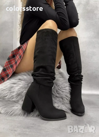 Ботуши на ток - черен велур - BR50 