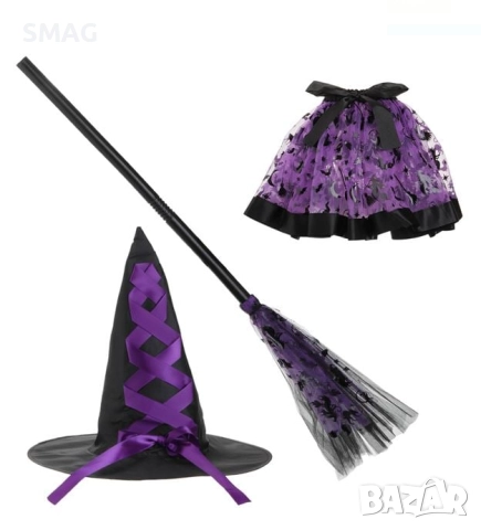 Halloween / Хелоуин комплект вещица с пола ту-ту, шапка и метла_1255546, снимка 2 - Други - 52097099