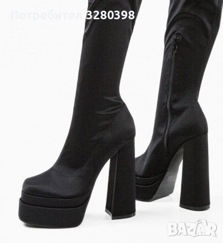 Дамски парти чизми/ботуши над коляното на висок ток и платформа, снимка 8 - Дамски ботуши - 42627265