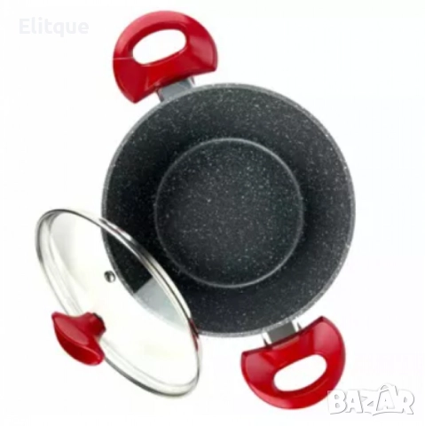 Тенджера Voltz, 3.4л./9.5л., Дълбока, Мраморно покритие, Индукция, Червен, снимка 4 - Съдове за готвене - 52807029