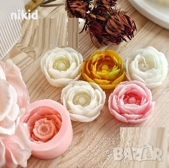 3D Голям мак божур цвете силиконов молд форма декорация торта фондан шоколад сапун гипс свещ, снимка 1 - Форми - 35470332