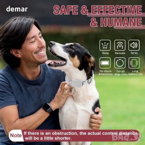 Нашийник против лай с пръскане за кучета Citronella с 2 режима на дистанционното, снимка 4 - За кучета - 45995659