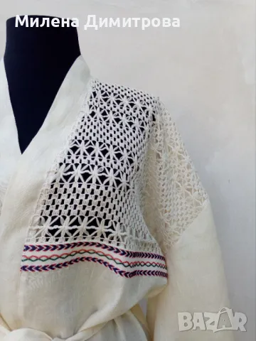 Ленено кимоно / Кимоно от американ и дантела ръчна изработка , снимка 3 - Сака - 48845116