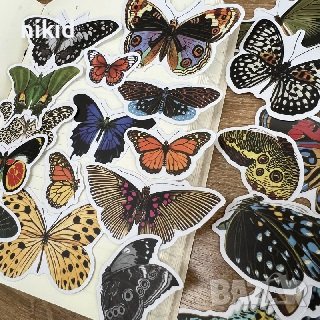 30 бр Пеперуди пеперуда микс самозалепващи лепенки стикери за украса декор картонена торта ръчна изр, снимка 3 - Други - 41717511