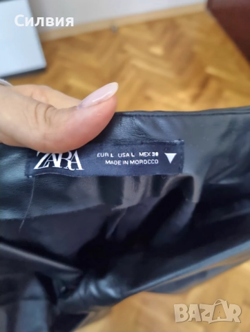 Чисто нова черна дълга лъскава кожена пола "Zara" / "Зара", размер L, снимка 9 - Поли - 52414264